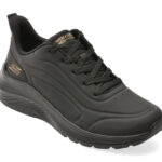 Incaltaminte Dama sport SKECHERS negri, BOBS SQUAD WAVES, din piele ecologica
