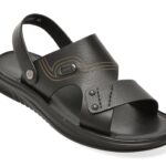 Sandale BITE THE BULLET negre, 25281, din piele naturala