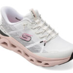 Incaltaminte Dama sport SKECHERS albi, GLIDE-STEP ALTUS, din material textil