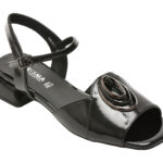 Sandale KARISMA negre, VA60004, din piele naturala lacuita