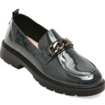 Mocasini PASS COLLECTION bleumarin, X400008, din piele naturala lacuita