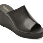 Papuci CLARKS negri, SABINA MULE, din piele naturala