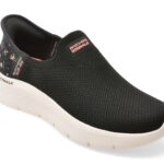 Incaltaminte Dama sport SKECHERS negri, GO WALK FLEX, din material textil