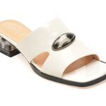 Papuci eleganti EPICA albi, LD1218, din piele naturala