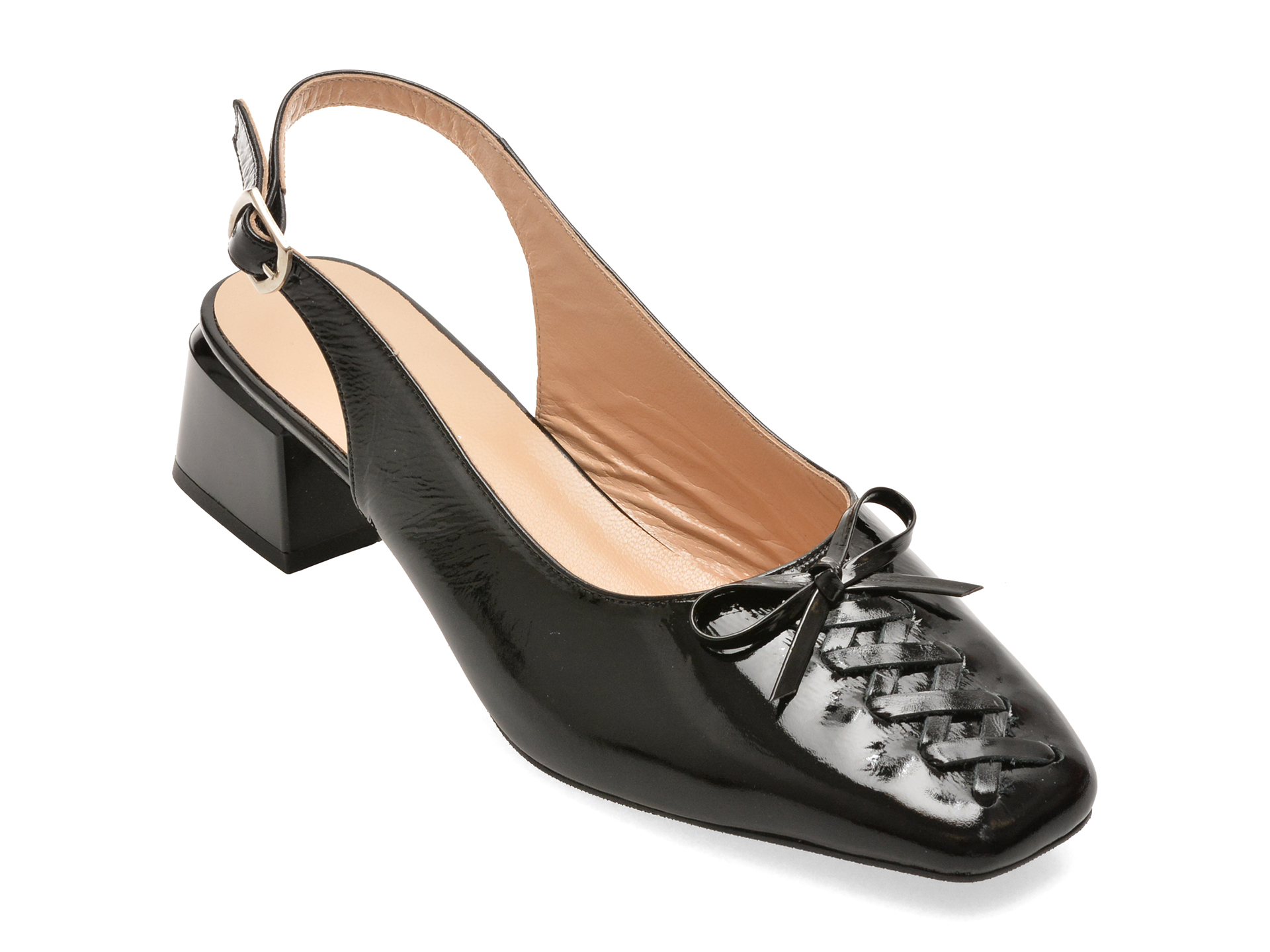 ff7fbe752cce81a1da20078ebc741c0804b637bb05037fbfe22f03922a081a83 Pantofi Dama eleganti EPICA negri, 6195231, din piele naturala lacuita - imagine 1