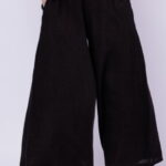 Pantaloni de vara din in largi, negri