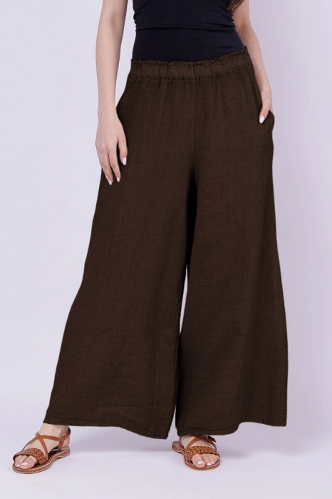 pantaloni-de-vara-din-in-largi-bej-copie-749297 Pantaloni de vara din in largi, maron - imagine 1