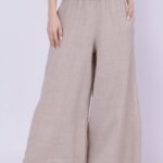 Pantaloni de vara din in largi, bej