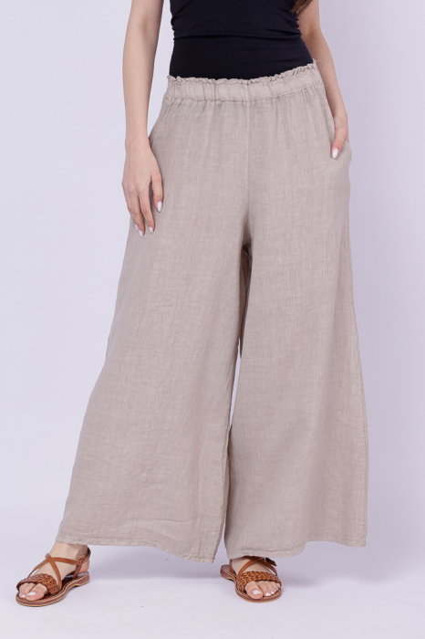 pantaloni-de-vara-din-in-largi-turcoaz-deschis-copie-218514 Pantaloni de vara din in largi, bej - imagine 1