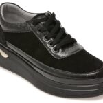 Pantofi sport DAMA IMAGE negri, 213M126, din piele intoarsa