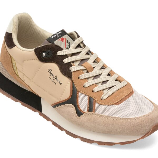 Pantofi sport Barbati PEPE JEANS bej, MS40029, din material textil si piele naturala