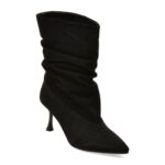 Botine elegante EPICA negre, AC5872, din piele intoarsa