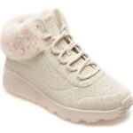Ghete Fete SKECHERS albe, UNO LITE, din piele ecologica