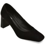 Pantofi eleganti femei IMAGE negri, 82982, din piele intoarsa