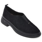 Pantofi casual Femei IMAGE negri, 1798H13, din piele intoarsa