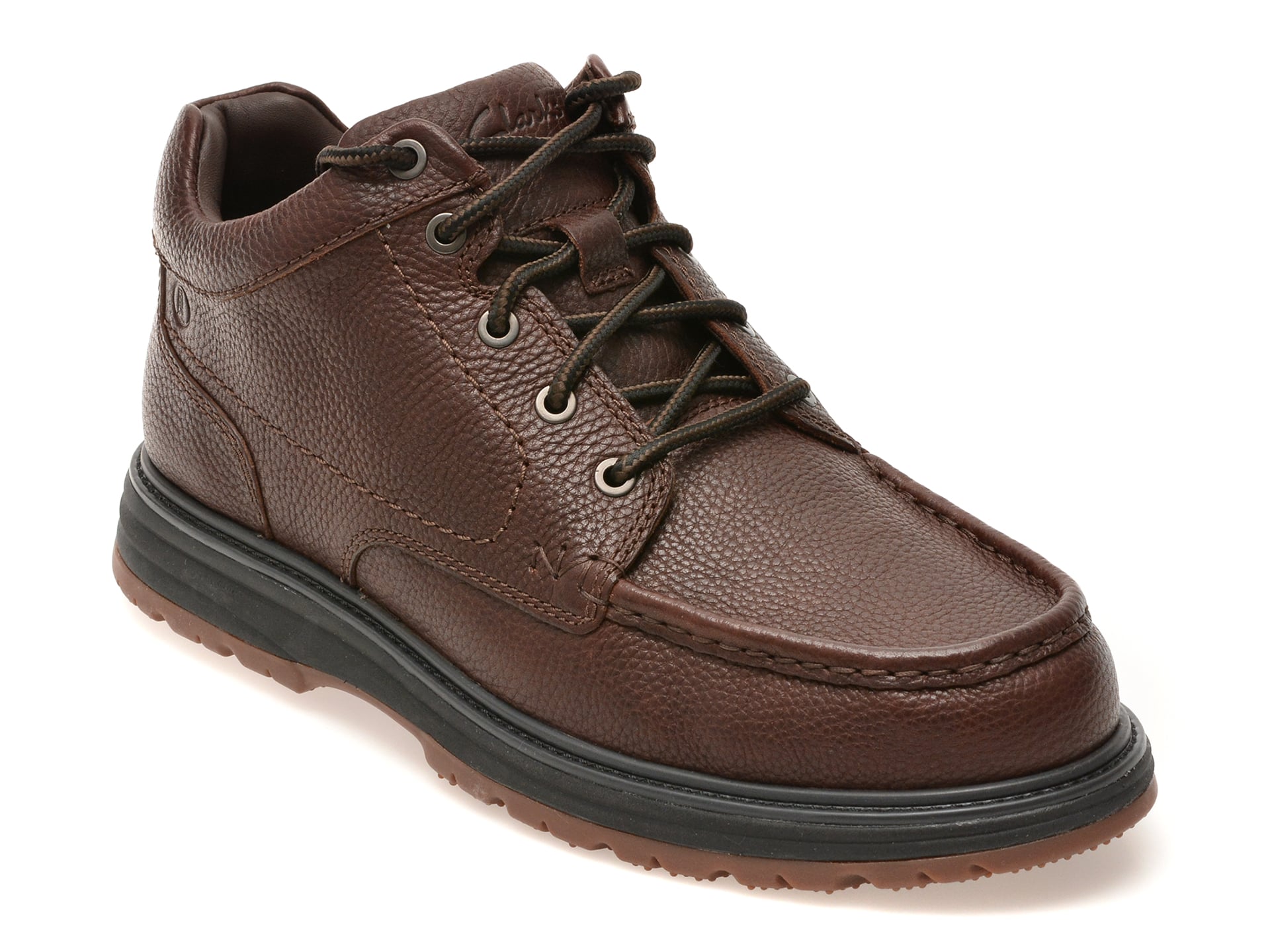 27b16f85f0886ff55c8bdd6a182306a06af42b910903a35516abef119df2fe64 Ghete Barbati CLARKS maro, MELBURY HI, din piele naturala - imagine 1