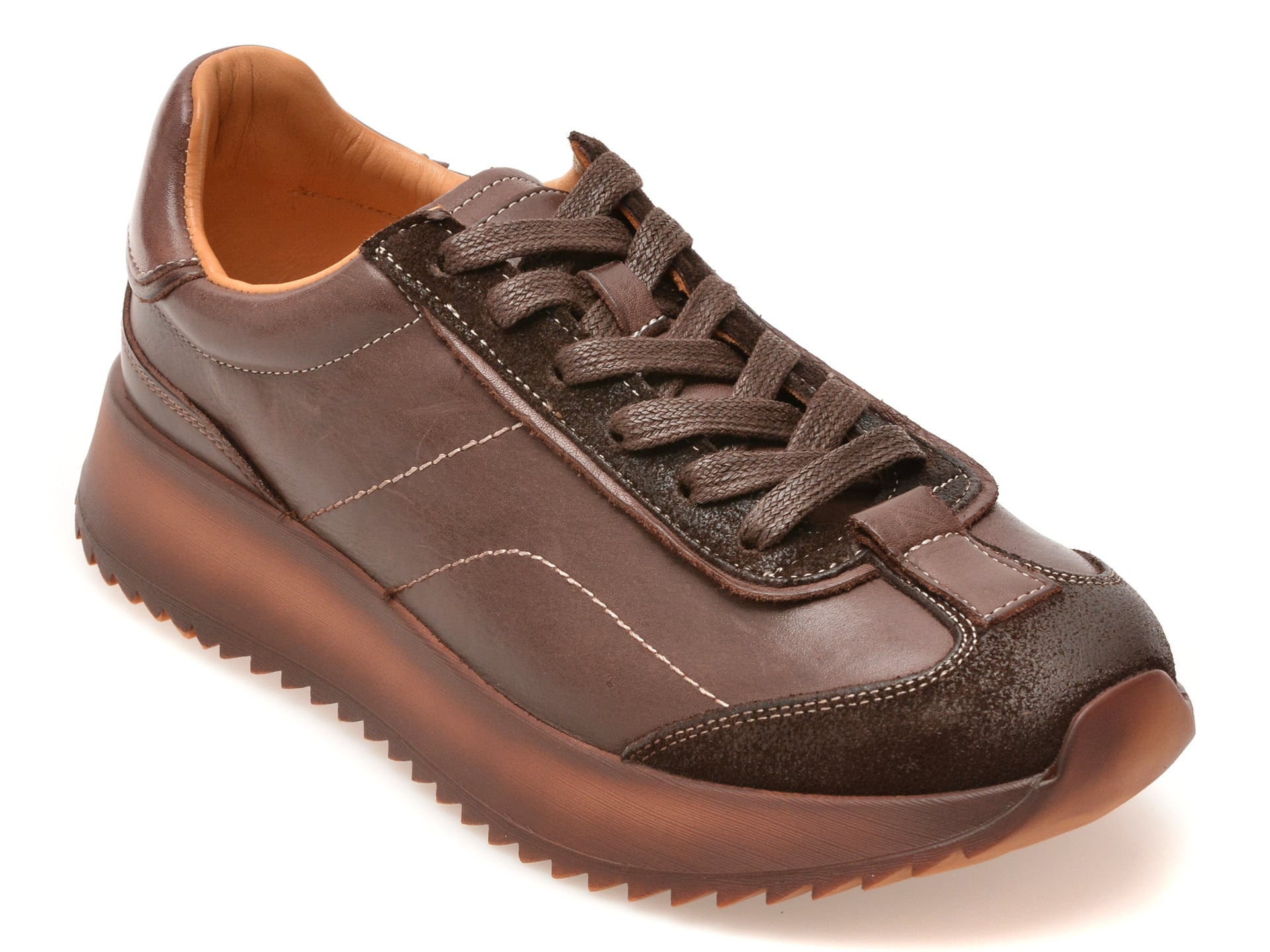3db87fde81a789259987093c8f04984f4529372b1e915ee3b23d50fa3103d086 Pantofi sport DAMA EPICA maro, 261703, din piele naturala - imagine 1
