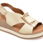 Sandale GOLD DEER aurii, 22070, din piele naturala