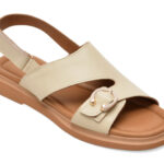 Sandale GOLD DEER bej, 22083, din piele naturala