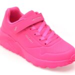 Pantofi sport Fete SKECHERS roz, UNO LITE , din piele ecologica
