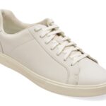 Pantofi sport Barbati CLARKS albi, ROMSEY LACE, din piele naturala