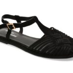 Sandale FLAVIA PASSINI negre, A397, din material textil si piele naturala