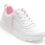 Pantofi sport Fete SKECHERS albi, UNO LITE, din piele ecologica