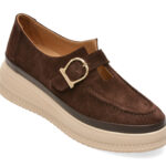 Pantofi casual Femei IMAGE maro, 381147, din piele intoarsa