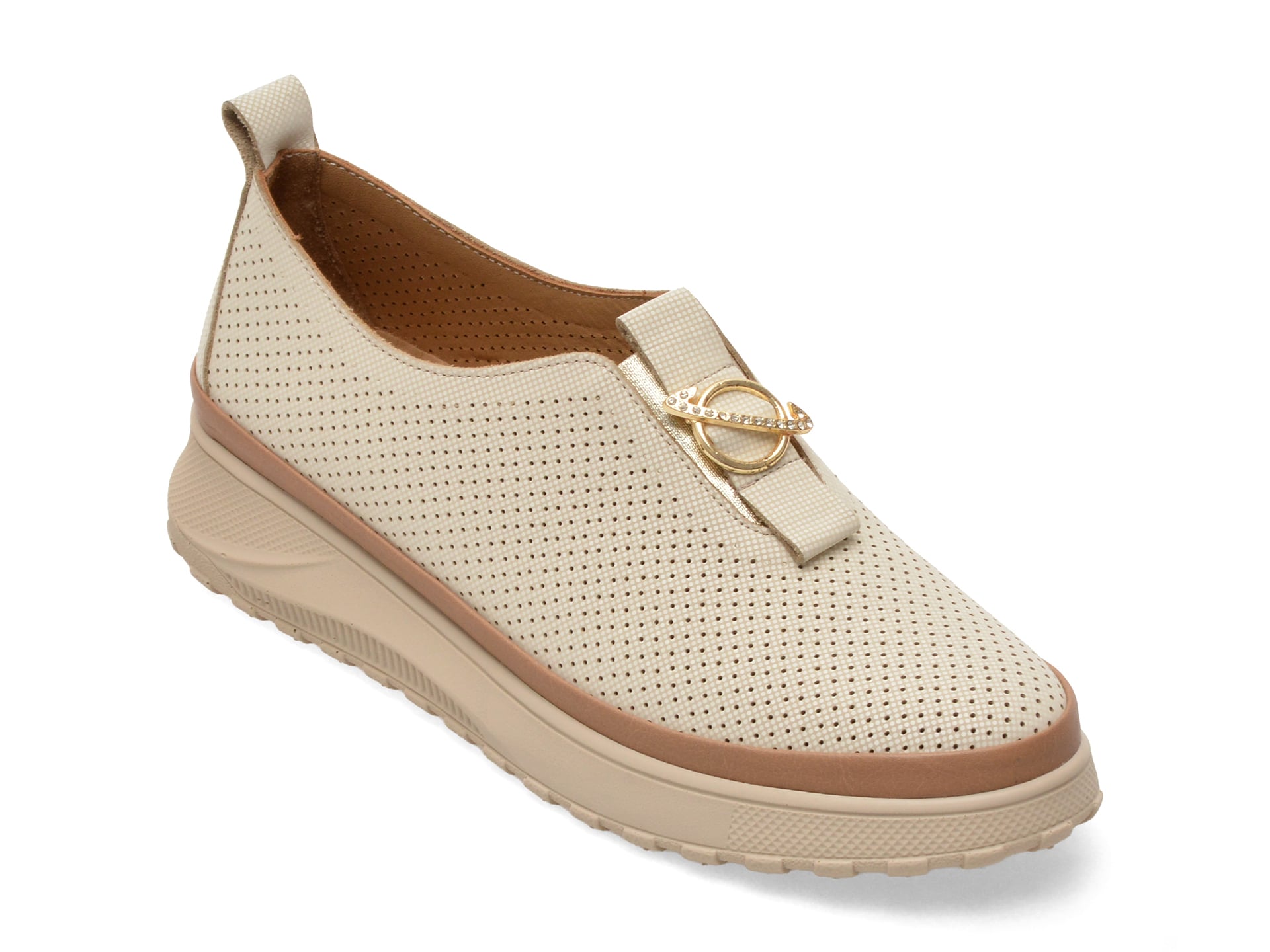 8f094429801f1deff7eca0da76293921b7bd8bfff0363e9bd3bb25f93194f1cb Pantofi casual Femei IMAGE bej, 381131, din piele naturala - imagine 1