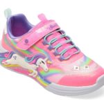 Pantofi sport Fete SKECHERS roz, UNICORN CHASER, din material textil