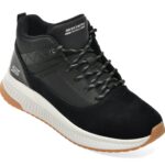 Ghete Barbati SKECHERS negre, 118414, din material textil si piele naturala