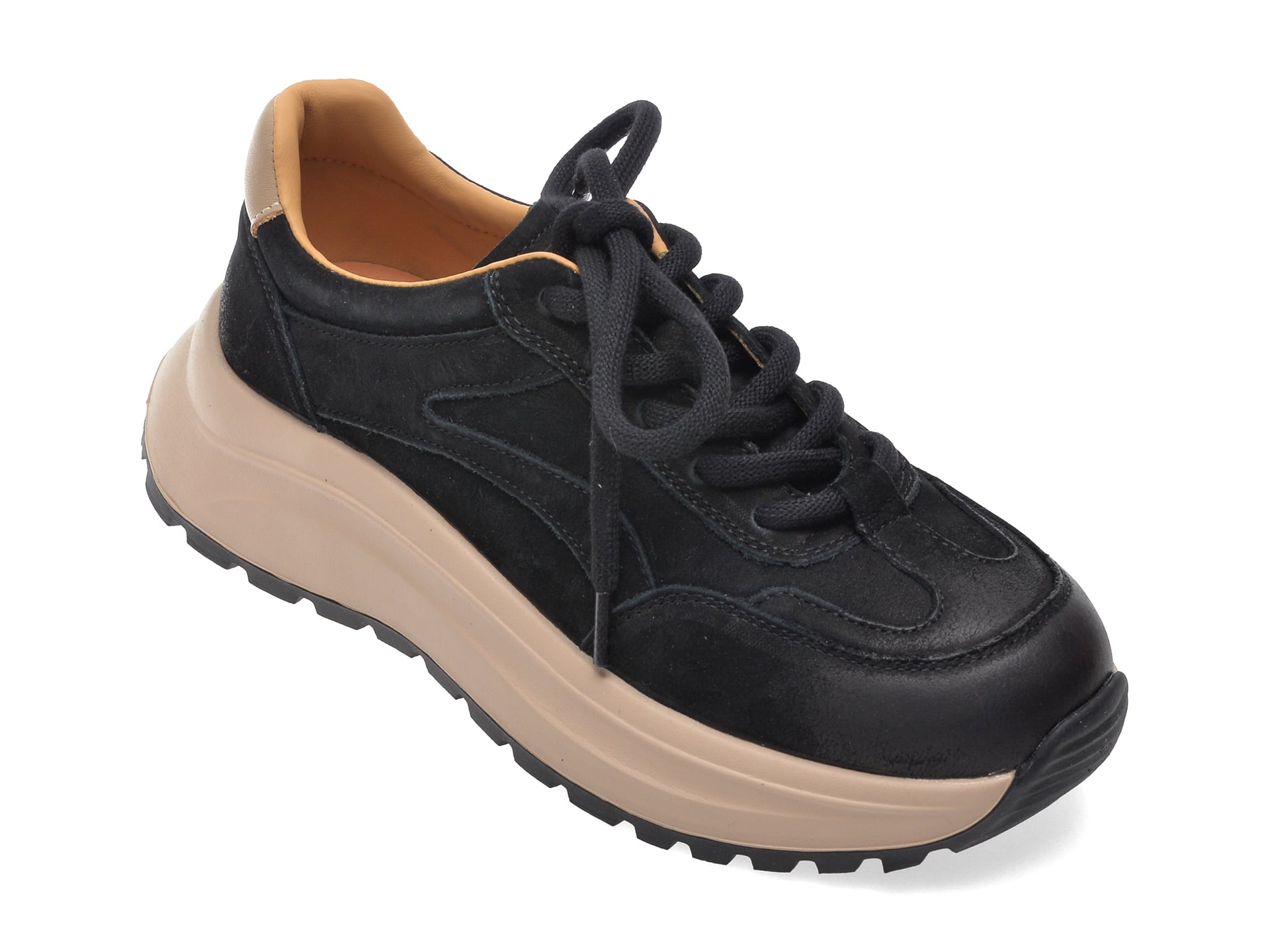 beedd3da8551d6f02d2d61a6ffbdfca5104774b06e5551b95ca163411a622e3b Pantofi sport DAMA GRYXX negri, 68021, din nabuc - imagine 1