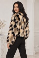 Blana animal print Ysolde din blana ecologica, cu interior satinat, ARAMIU, Marime S/M - imagine 2