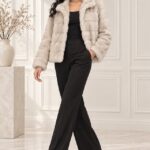 Blana ecologica HAZELL, cu buzunare si interior satinat, Crem, Marime S/M