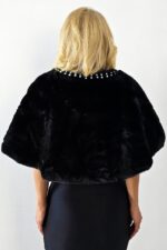 Blana ecologica Valeria, croiala tip bolero cu perle artizanale simetrice, Negru, Marime OneSize - imagine 2