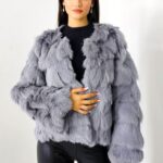 Blana naturala de vulpe Sidonia, cu prindere pe interior, Gri, Marime S/M/L