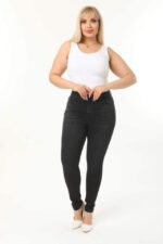 Blugi batal Maurys, croiala conica cu super elastan, negru - imagine 2