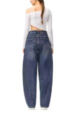 Blugi loose fit BARREL si cusaturi evidentiate, Bleumarin - imagine 2