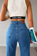 Blugi wide leg Gilbert, cu super elastan si talie inalta, Albastru deschis - imagine 2
