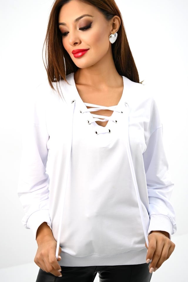 bluza-dama-amadeea-cu-snur-decolteu-stilizat-si-croi-lejer-alb50265 Bluza dama AmaDeeA, cu snur, decolteu stilizat si croi lejer, Alb - imagine 1