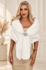 Bolero blana ecologica ETOLA, cu clips de tip brosa, Alb, Marime OneSize