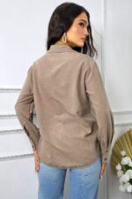 Camasa de dama, cu textura densa, Bethany si nasturi, BEJ, Marime S/M - imagine 2