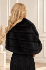 Capelina eleganta Damaris, blanÇ ecologicÇ, cu guler amplu, Negru, Marime OneSize - imagine 2