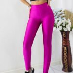 Colanti Lycra Taylor, cu aspect metalizat, Fucsia