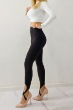 Colanti modelatori BAMBI, cu barete incrucisate la glezna, Negru - imagine 2