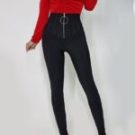 Colanti modelatori Leonie, cu talie inalta si corset cu pliuri si fermoar