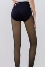Colanti vatuiti, panou modelator, tip dress, Supports, fara cusaturi vizibile, Negru, Marime S/M - imagine 2