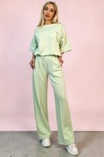 Compleu casual, doua piese Solenne, cu detaliu floral si cristale, VERNIL, Marime S/M/L