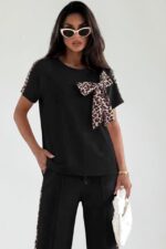 Compleu casual lejer Valesia, cu funda animal print, Negru, Marime S/M/L - imagine 2