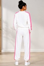 Compleu dama JARDIN, cu logo si print bicolor, ALB - imagine 2
